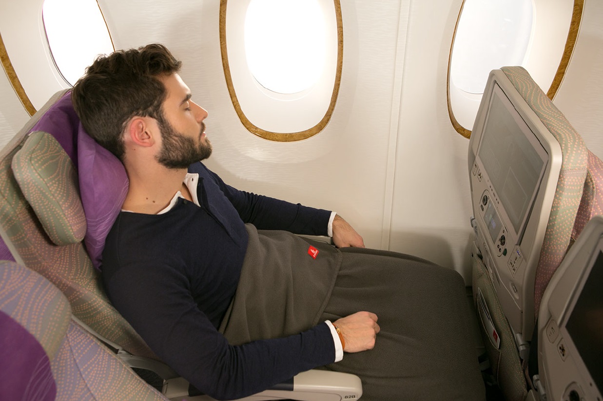 Emirates launches new blankets in economy that are made out of 48 recycled bottles