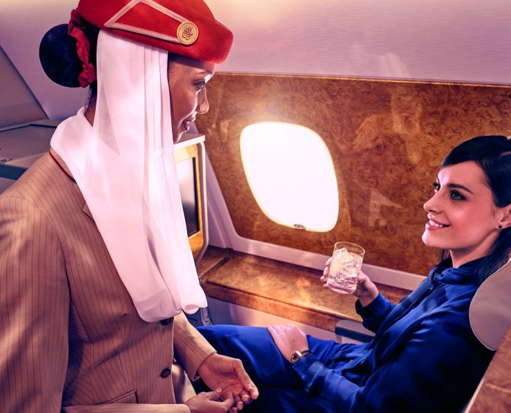 Why are cabin crew using mobile phones onboard Emirates flights. New Samsung Galazy A7 smartphones being introduced as meal ordering devices.