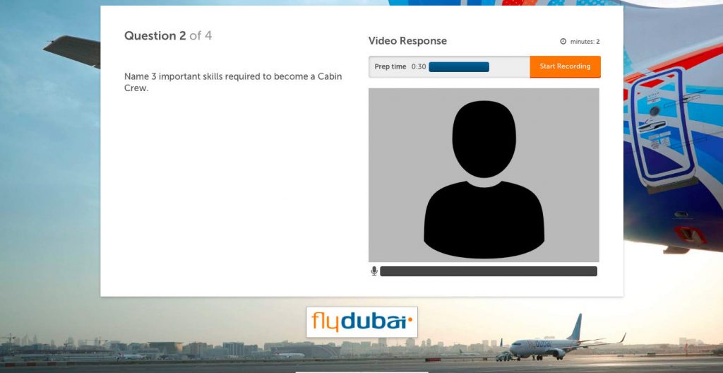 You'll be asked 4-5 questions. As seen in this flydubai video interview.