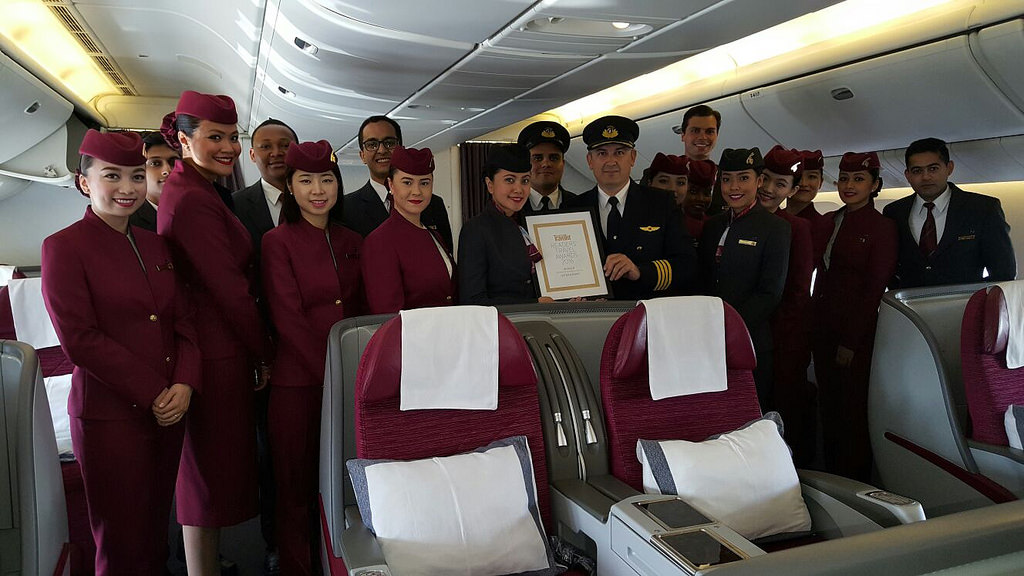 Cabin crew are recruited from around the world. Qatar Airways sponsors employees through the country's visa system. Photo Credit: Qatar Airways