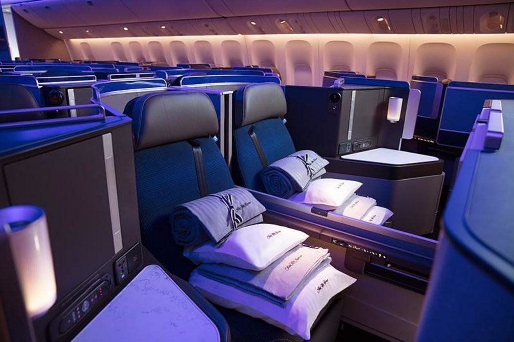 For the launch of its new Polaris Business Class product, United Airlines teamed up with Saks 5th Avenue for its new bedding. Photo Credit: United Airlines