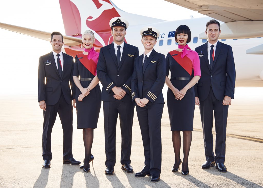 The Martin Grant designed Qantas uniform is nearly four-years old. How long colour-blocking remains a trend could very soon age this uniform. Photo Credit: Qantas