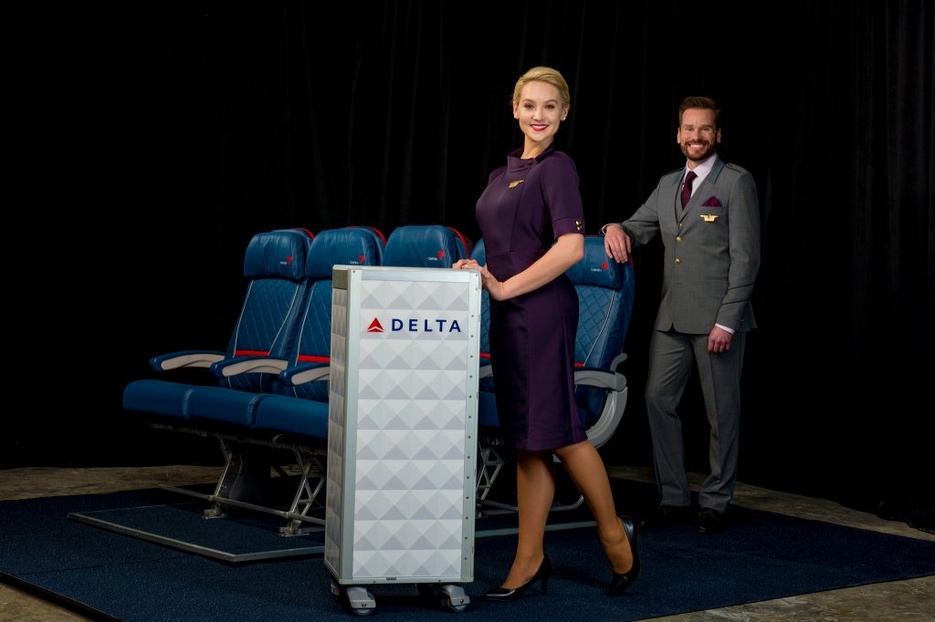 Delta's new uniform, designed by Zac Posen, hasn't even been launched yet its features what is expected to be one of the most stylish colours of 2018. Photo Credit: Delta Air Lines