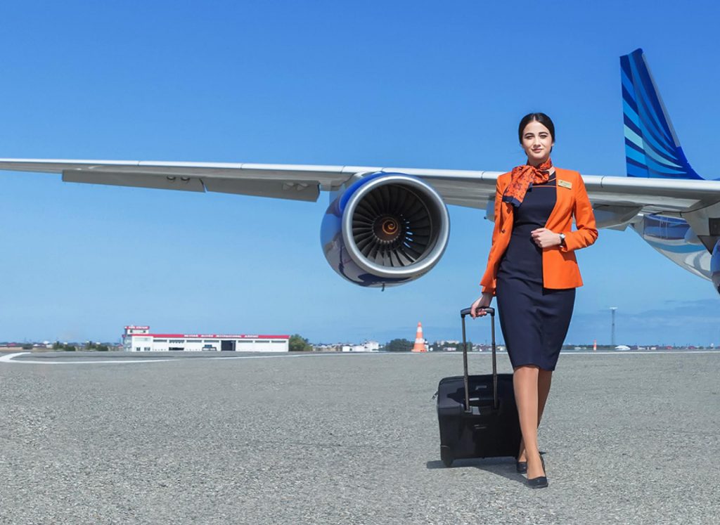 Like many airlines, AZAL makes heavy use of female flight attendants in its marketing material. Photo Credit: Azerbaijan Airlines