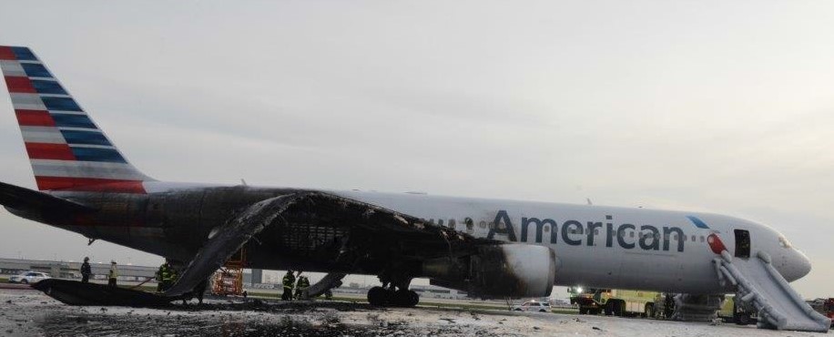 The Boeing 767 involved in the American Airlines flight 383 incident was a total right-off. Photo Credit: NTSB