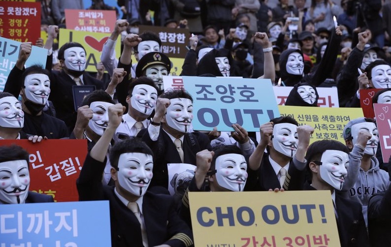 A Rare Protest By Korean Air Workers Against The Airline's Ruling Family