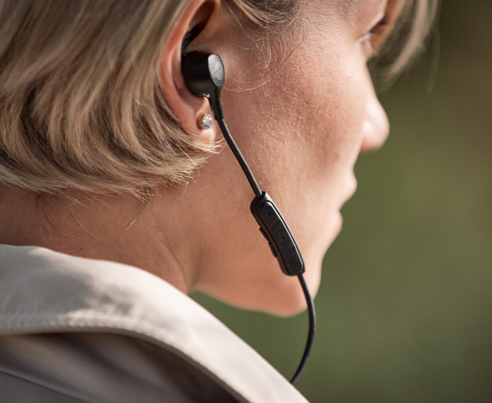 a woman wearing a headset