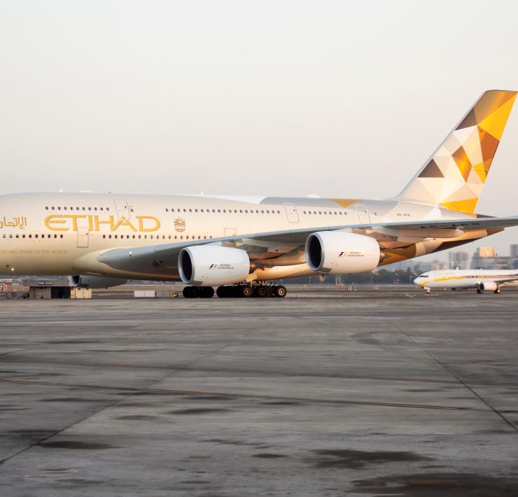 a large airplane on a runway