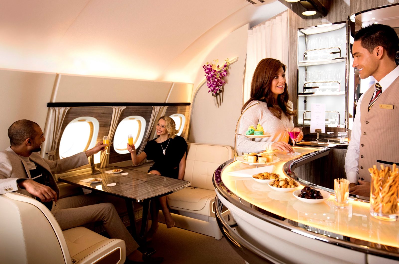 a group of people in a plane