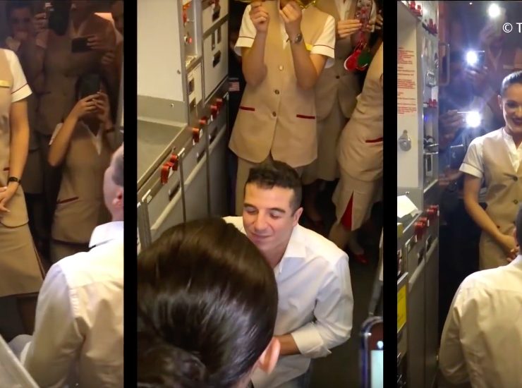 Awwwww: Emirates Cabin Crew Member Say's "Yes" to In-Flight Proposal
