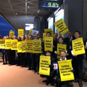 United's Flight Attendants Turn Out in Force to Protest "Race to the Bottom" Cost Cutting Measures