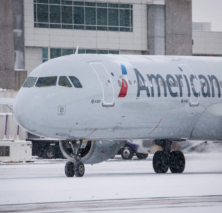 a plane on the runway