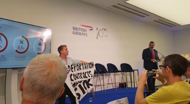 Refugee Activists Storm Stage to Protest British Airways' Policy