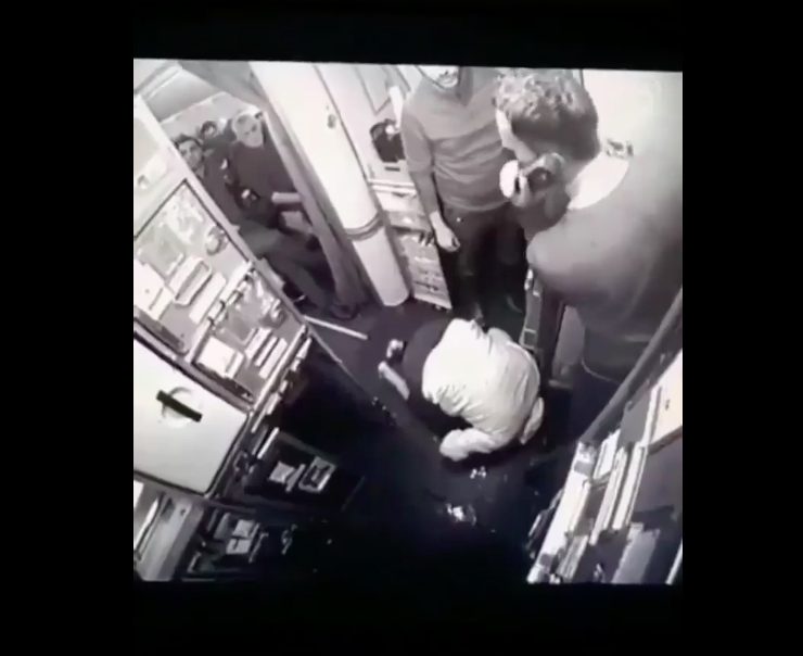 WATCH: Video of Passenger Punching Flight Attendant Moments After Praying on Galley Floor