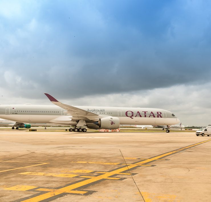 a large airplane on a runway
