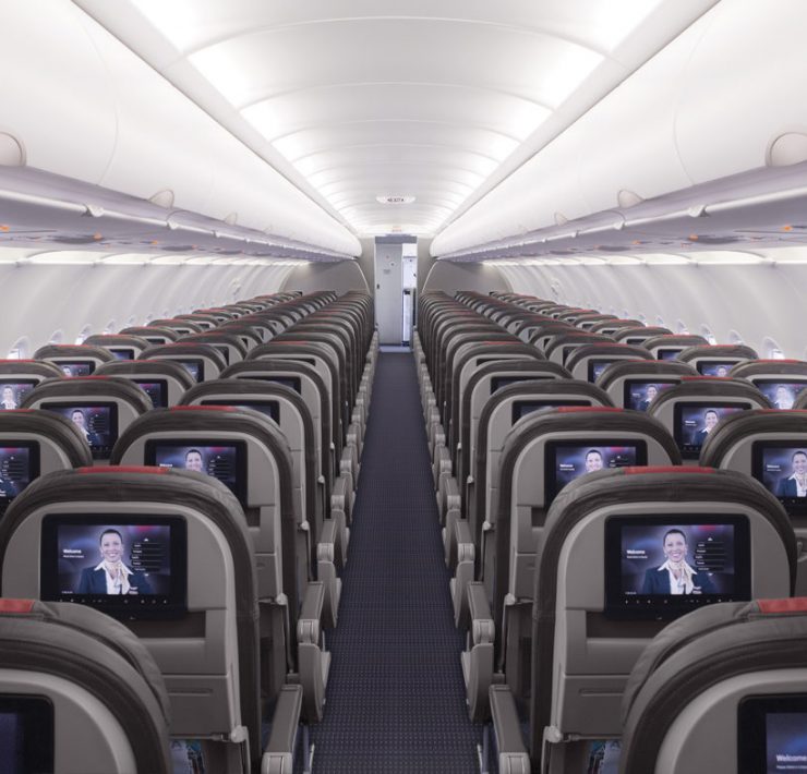 rows of seats in an airplane
