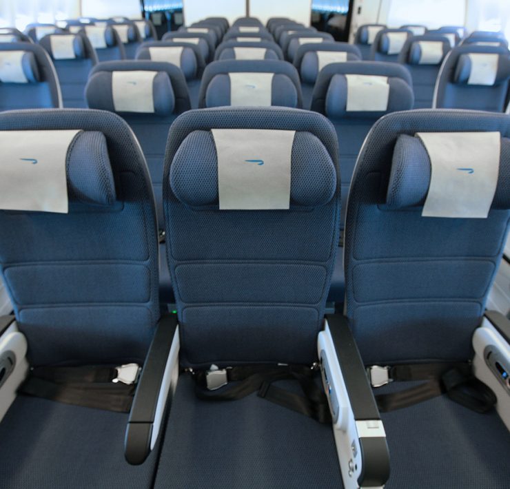 a row of seats in an airplane