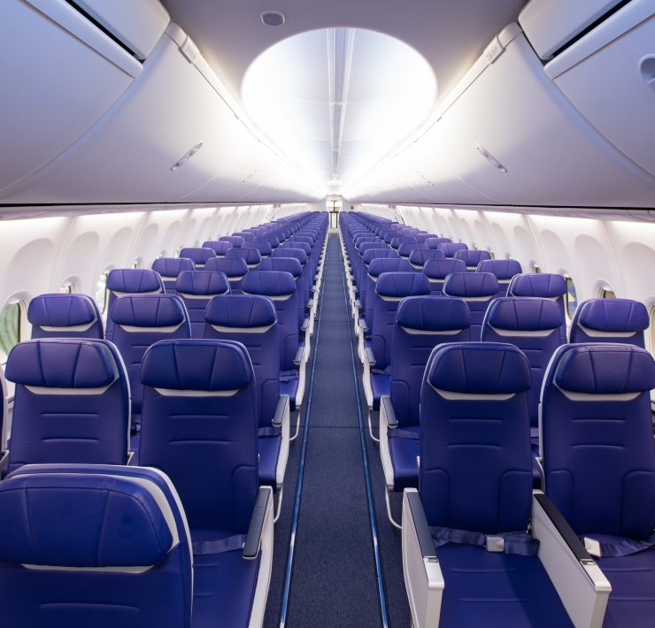 a row of seats in an airplane