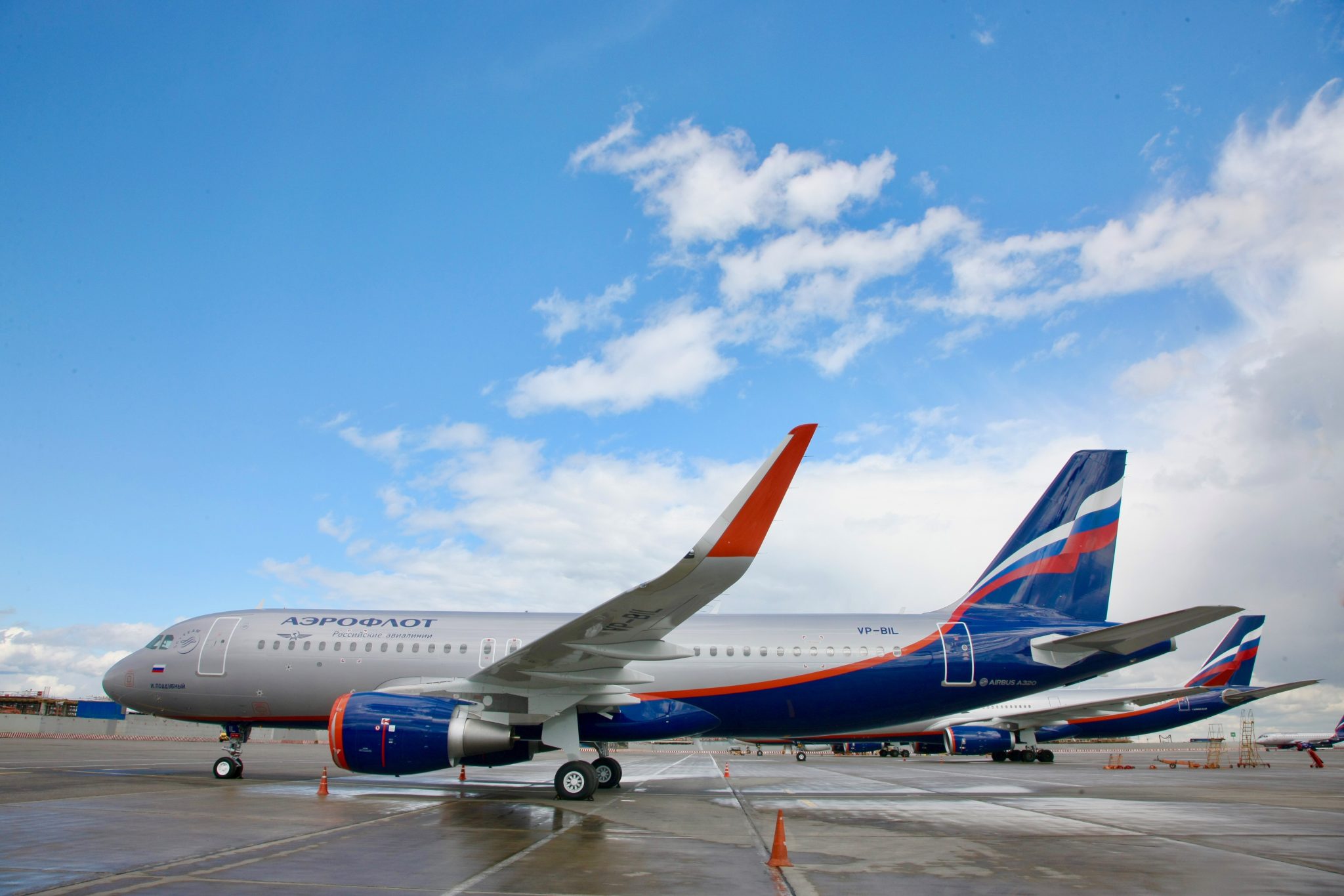 a plane parked on a tarmac