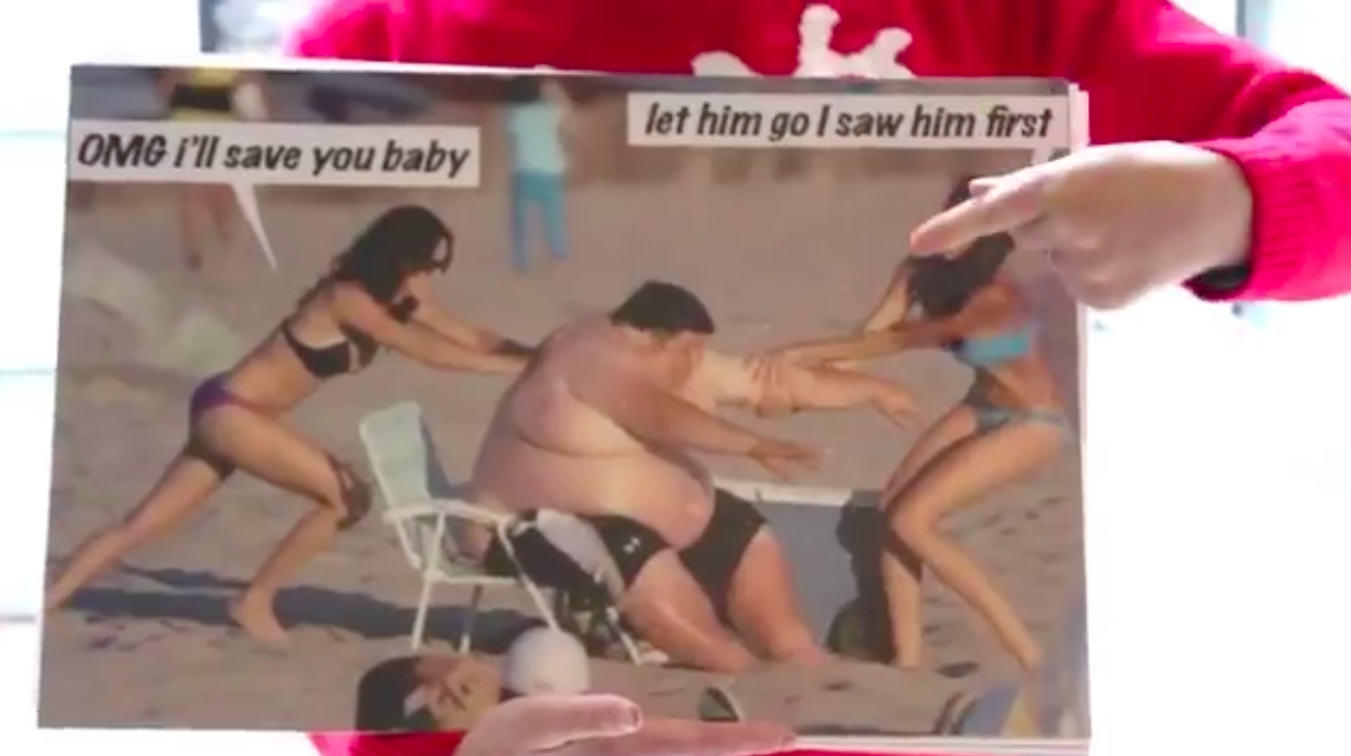 a man in swimsuits on a beach