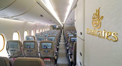 an airplane with rows of seats