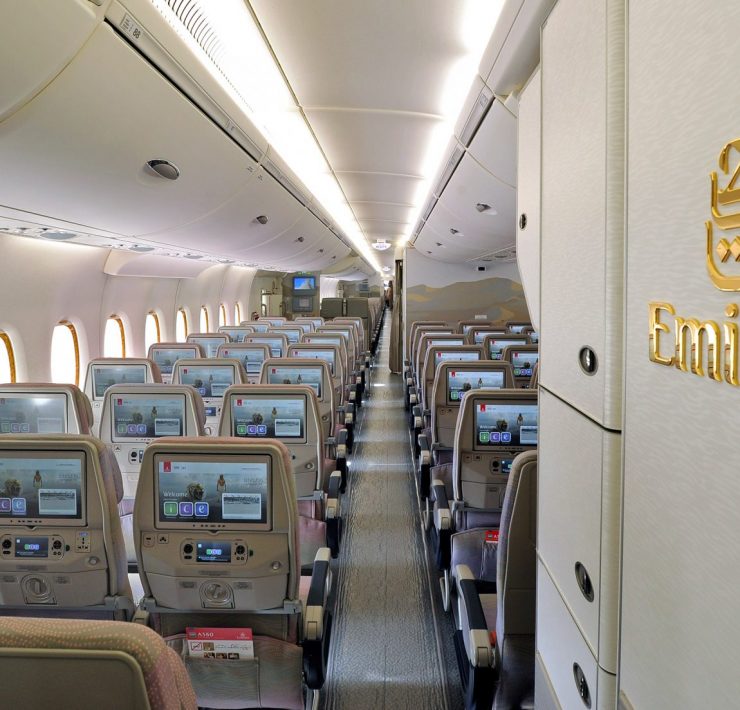 an airplane with rows of seats