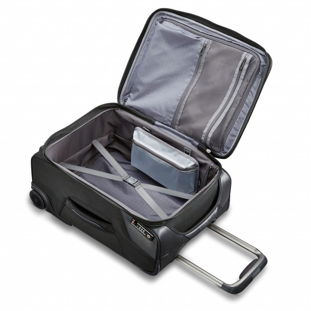 a suitcase with a handle and a zipper