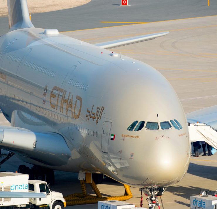 an airplane parked on a runway