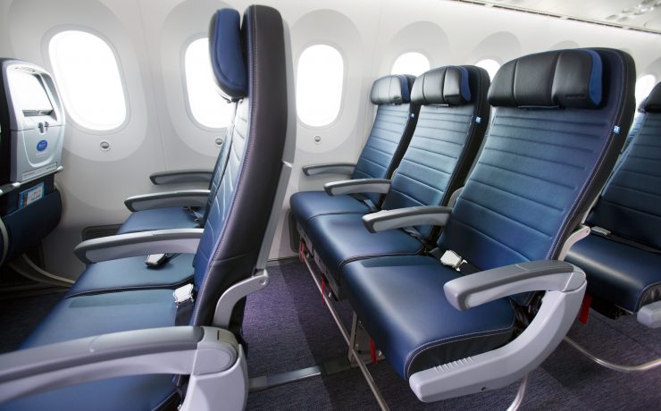 a row of seats in an airplane