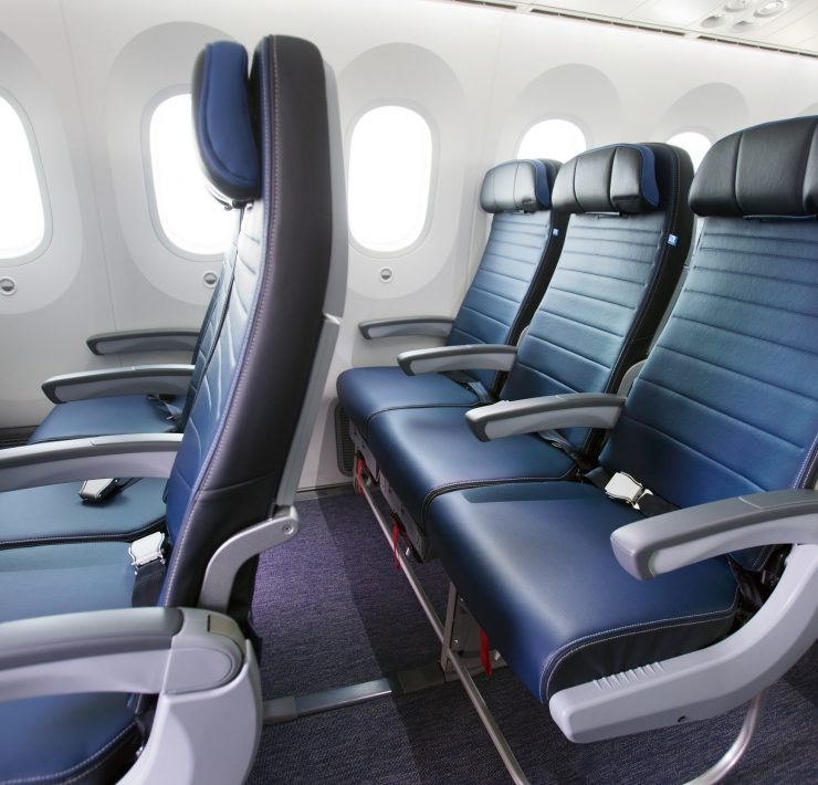 a row of seats in an airplane