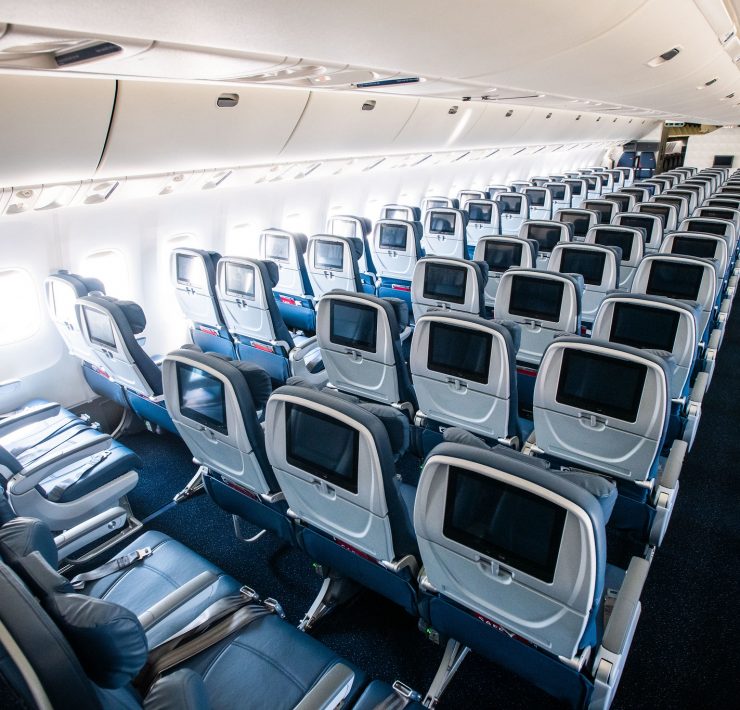 an airplane with rows of seats