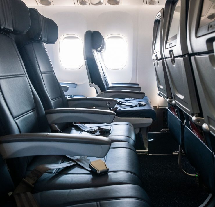 a row of seats in an airplane