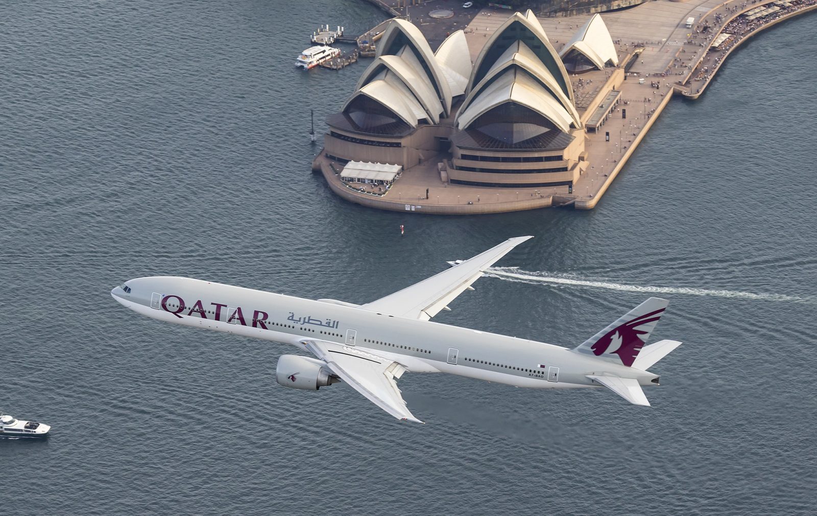 a plane flying over water