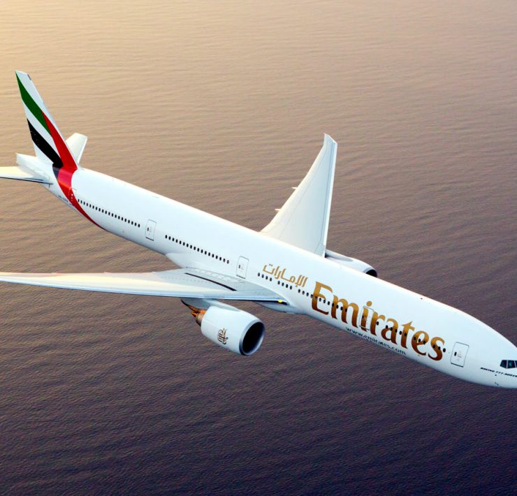 an airplane flying over water