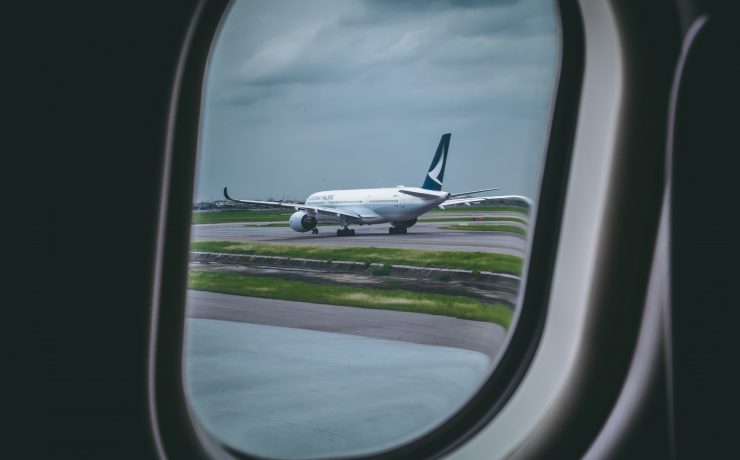 a plane on the runway