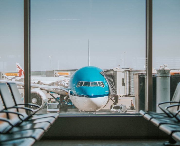 a plane in an airport