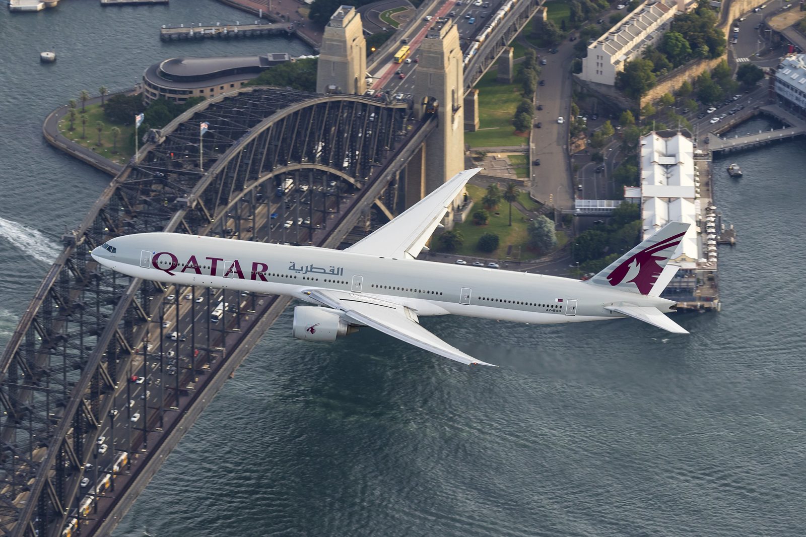 a plane flying over water