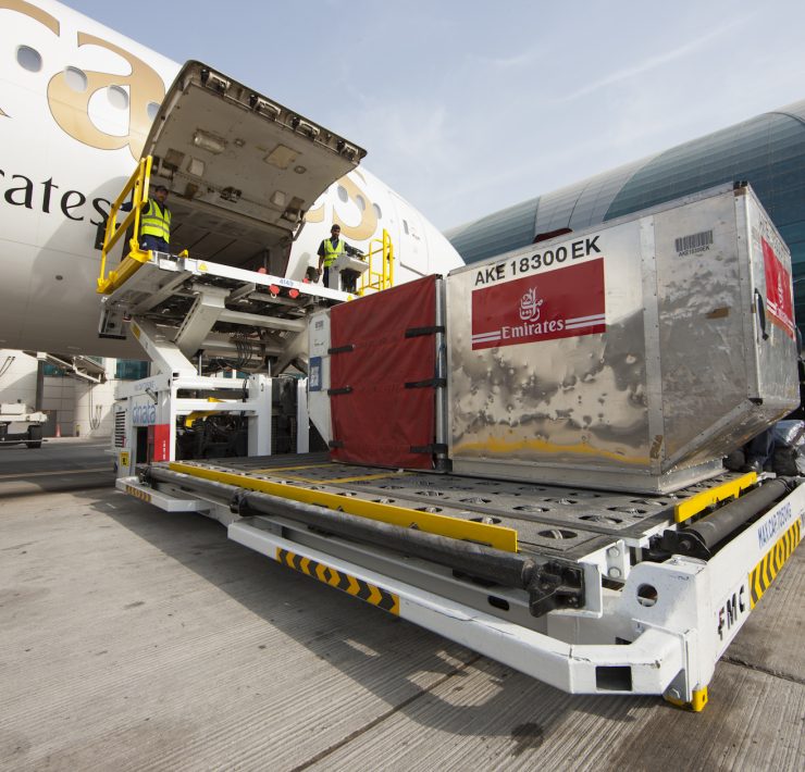 a large airplane with a large container on the back