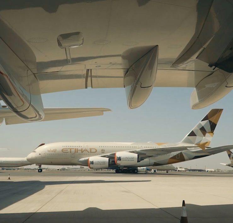 an airplane on the runway