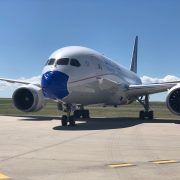 a plane on the runway