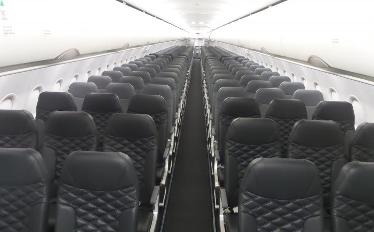 rows of seats in an airplane