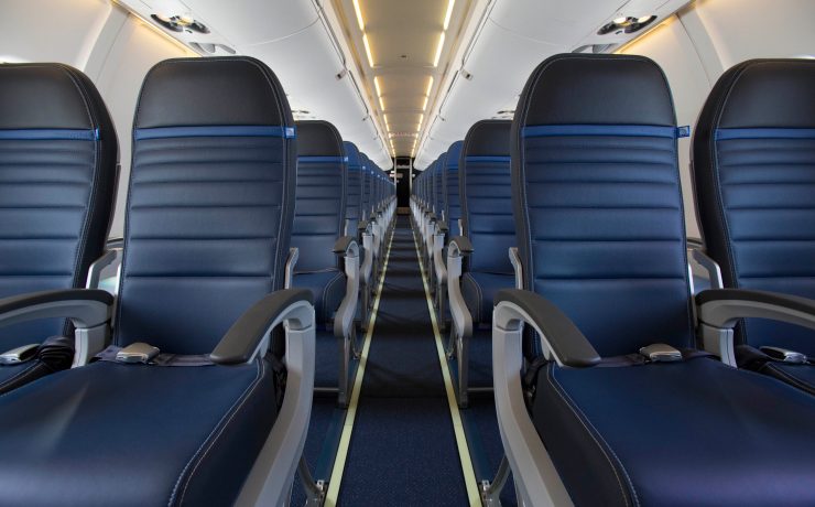 rows of seats in an airplane