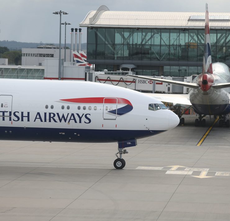 a plane on the runway