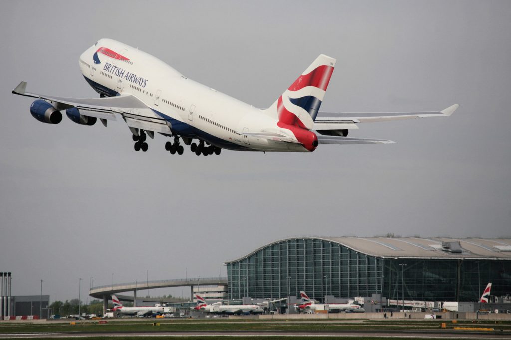 a large airplane flying in the sky