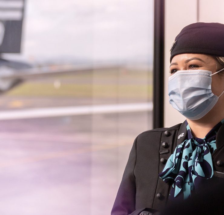 a woman wearing a face mask