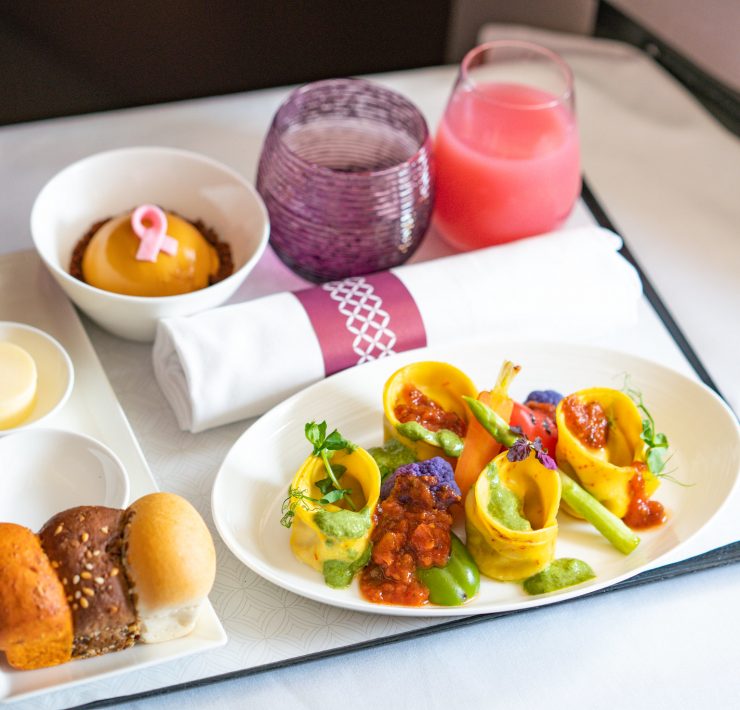 a plate of food on a tray