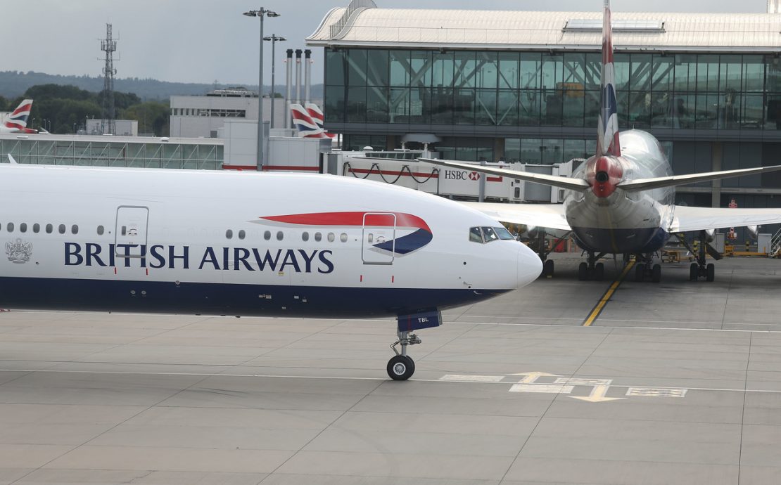 a plane on the runway