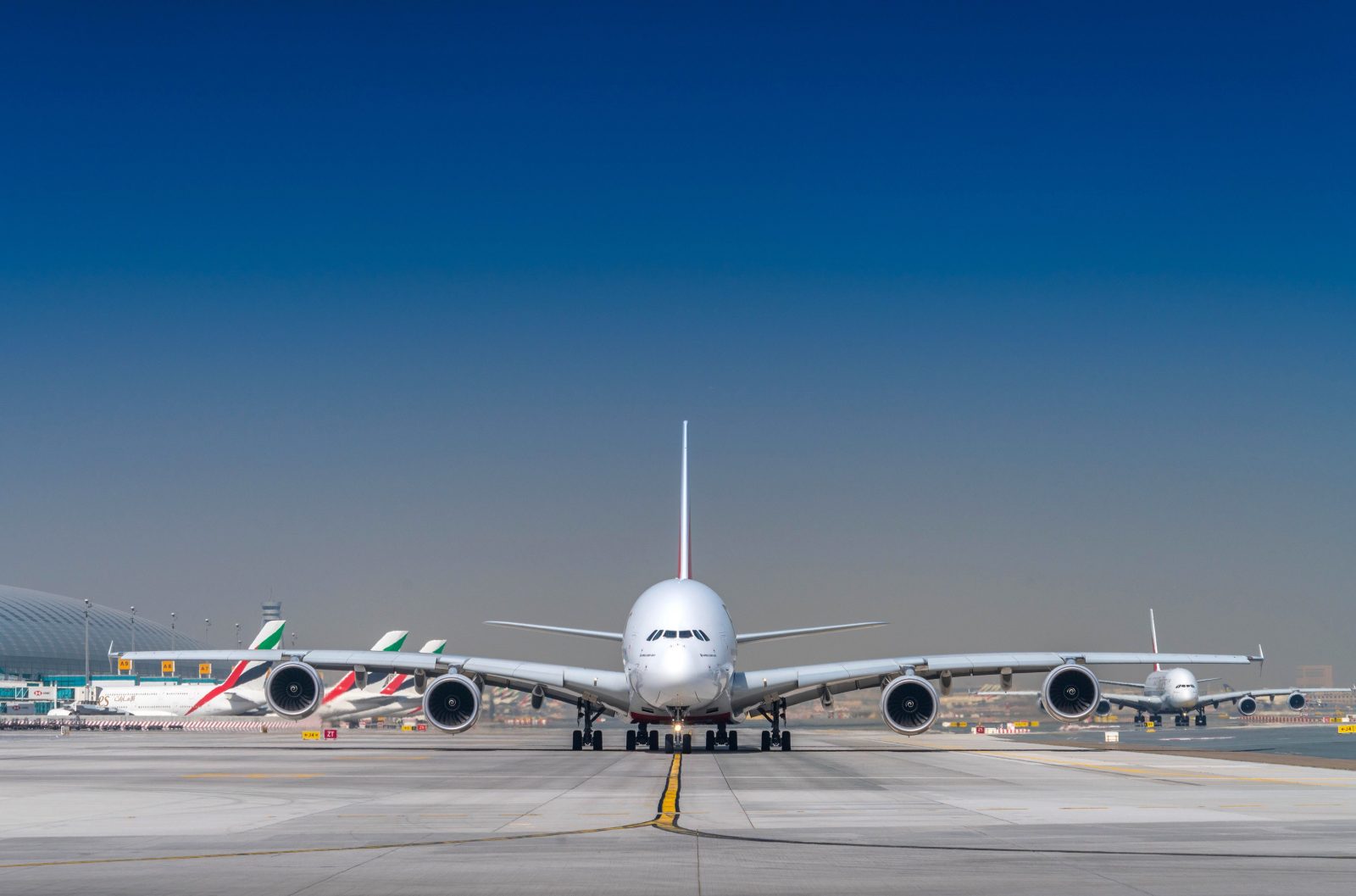 a large airplane on a runway