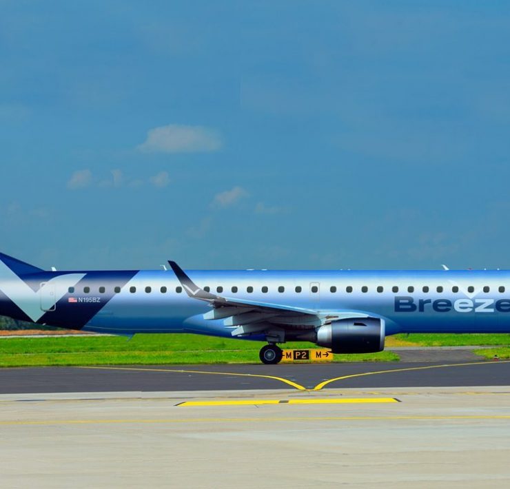 a plane on the runway