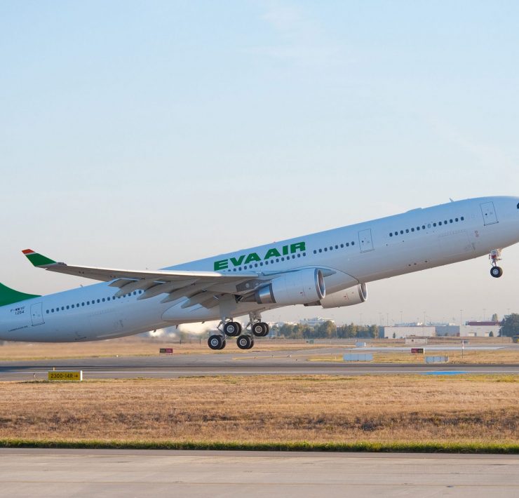 a large airplane taking off